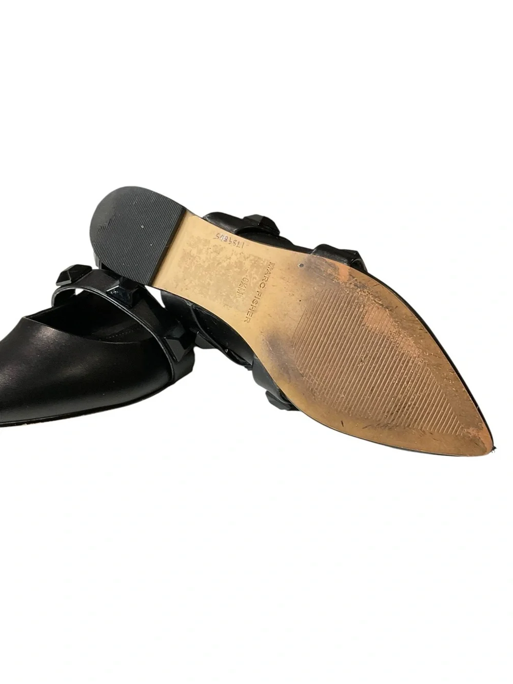 Marc Fisher Searli Black Pointed-Toe Studded Flat Slip-On Mules 6.5 - Picture 11 of 12